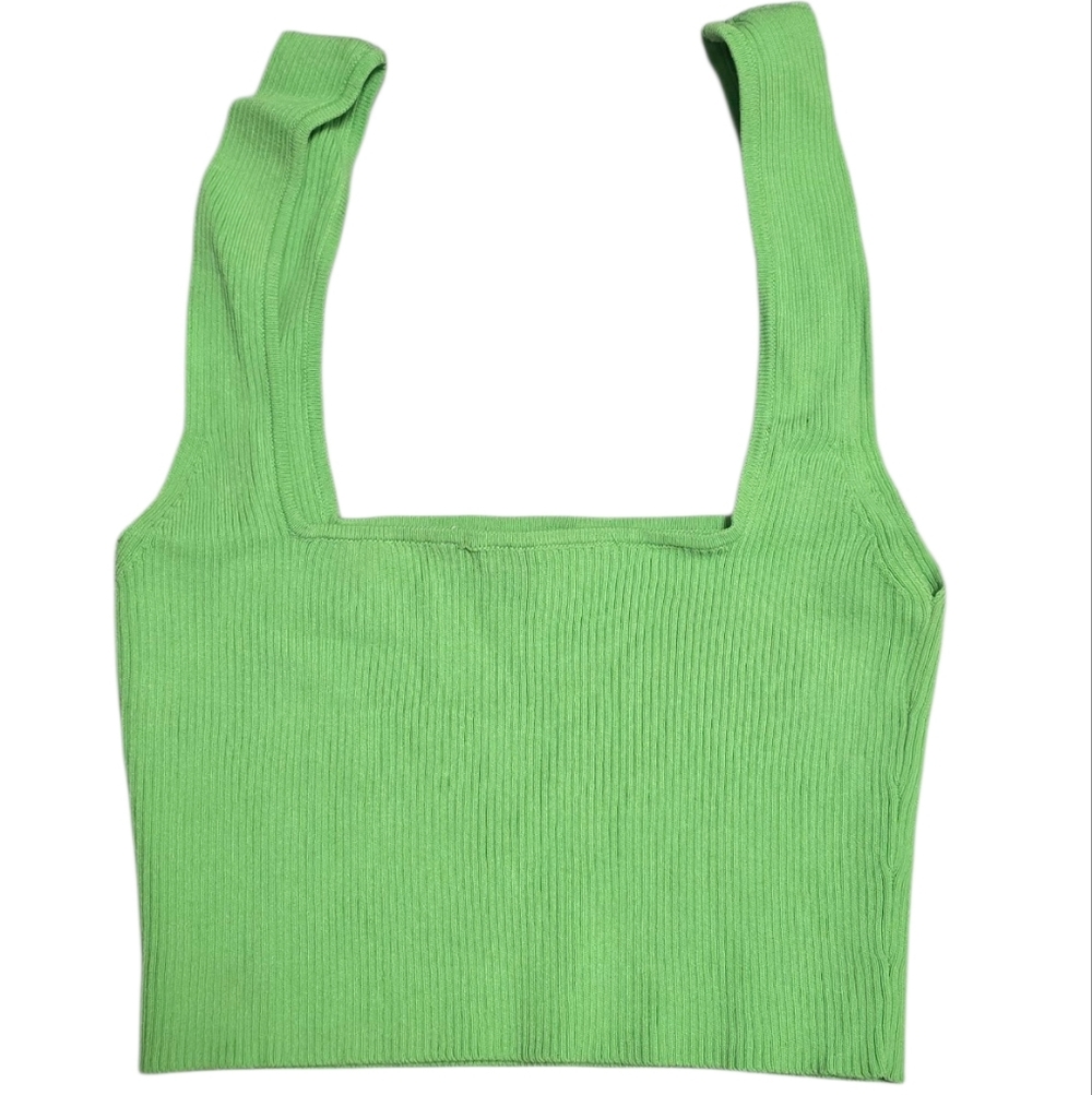 Green Ribbed Tank Top - Picture 2 of 3